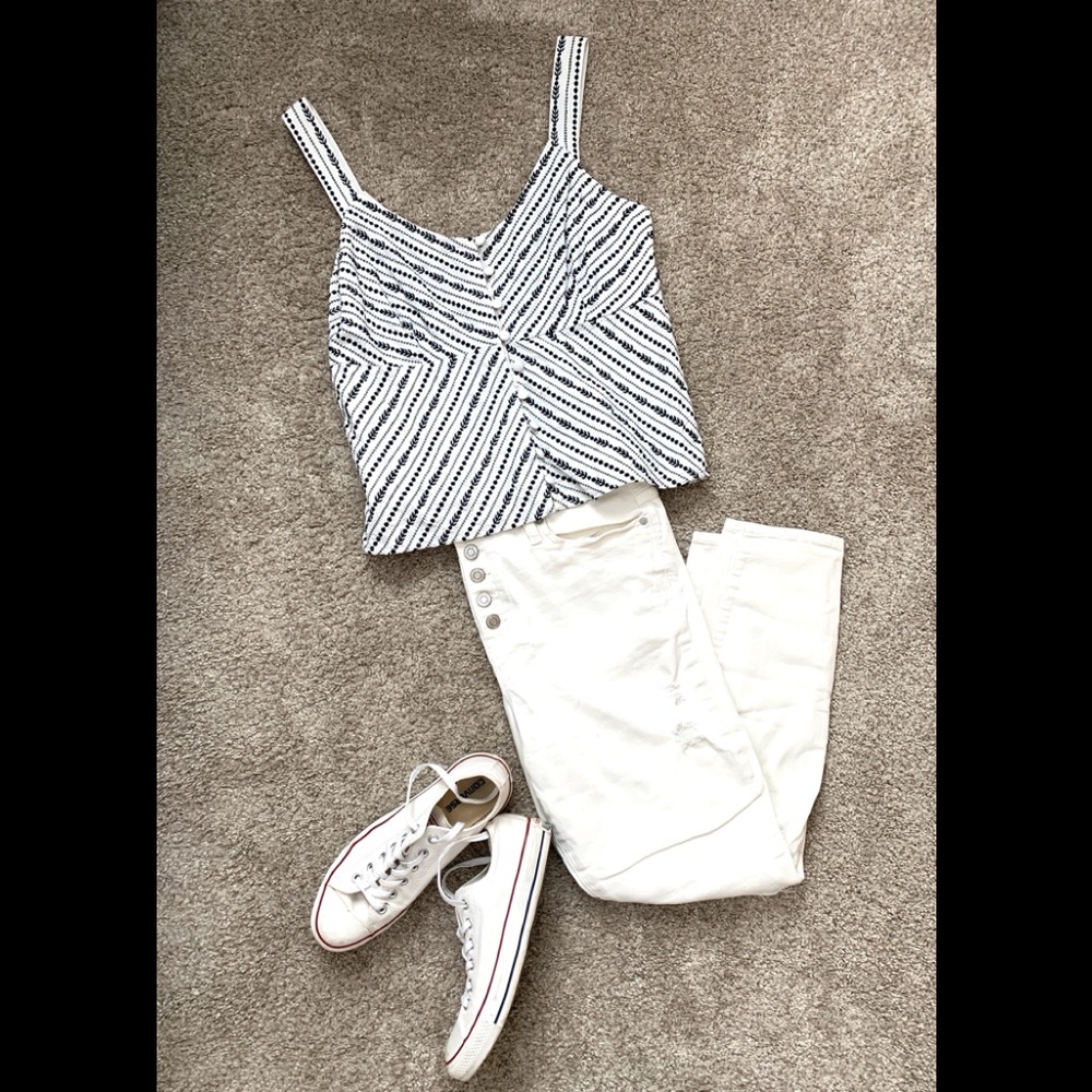 GAP high rise button fly cream distressed jeans size14/32 - Picture 2 of 5